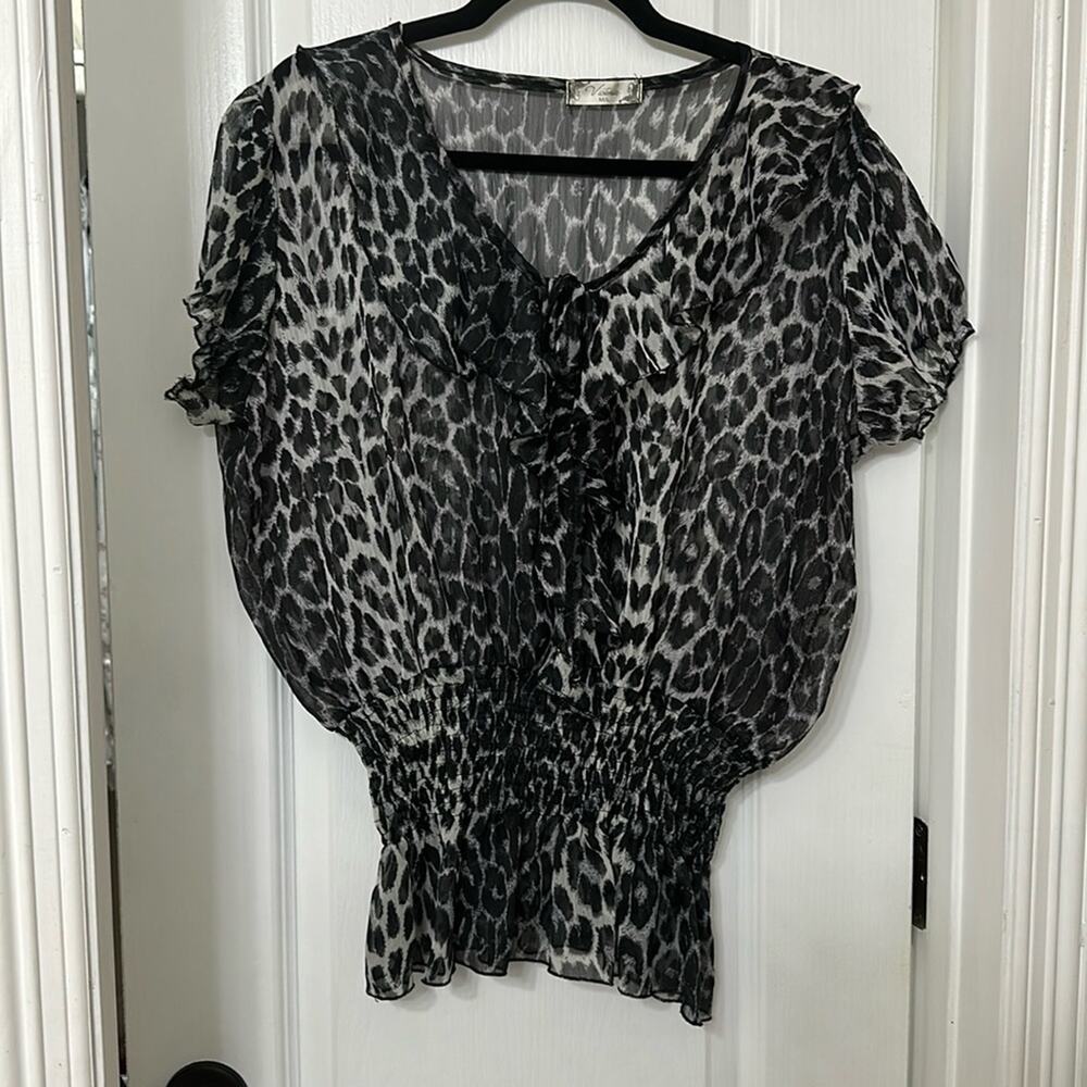 Victoria sheer animal print top size L